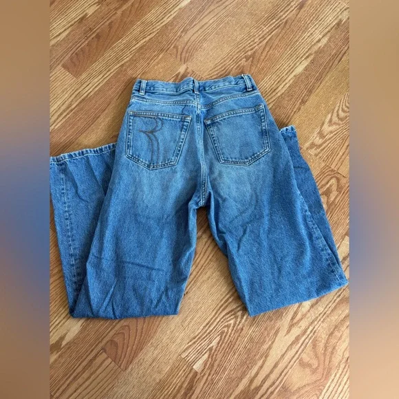 ROUJE “Concorde” High-Rise Straight Crop Jeans Blue Denim 100% Cotton Size 25